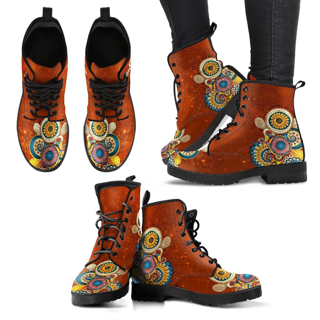 Orange Henna Handcrafted Boots