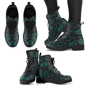 TEAL Open Road Girl SCATTER Design Women's Leather Boots