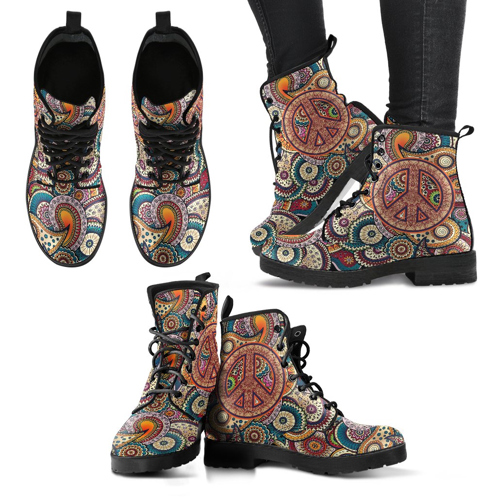 Peace Henna Mandala 2 Handcrafted Boots