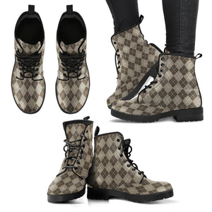 Chocolate Argyle Womens Leather Boots