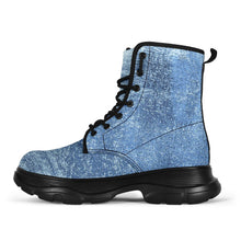 Load image into Gallery viewer, Glitter Denim Effect Chunky Boots
