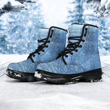 Load image into Gallery viewer, Glitter Denim Effect Chunky Boots
